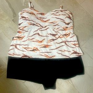 Two Piece Swim Suit | Size 24W| Black White Brown Orange